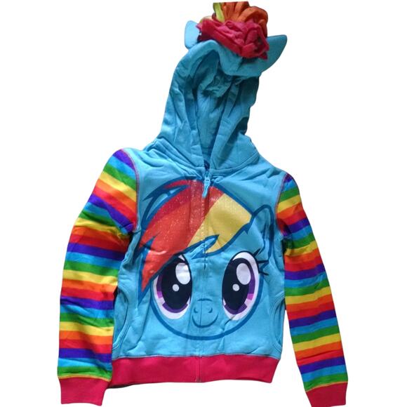 New My Little Pony Jacket Rainbow Dash Glitter Zip Up Sweatshirt Girl's Small - Picture 4 of 8